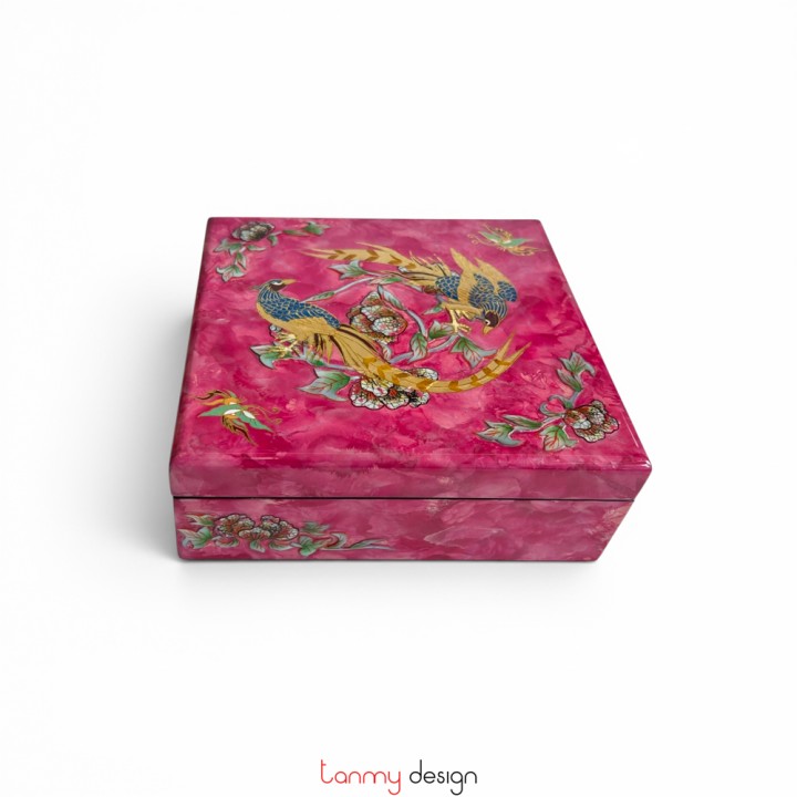 The Beauty of Spring square lacquer box 16x16 cm